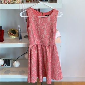 Faux Pink Lace Fit and Flare Dress